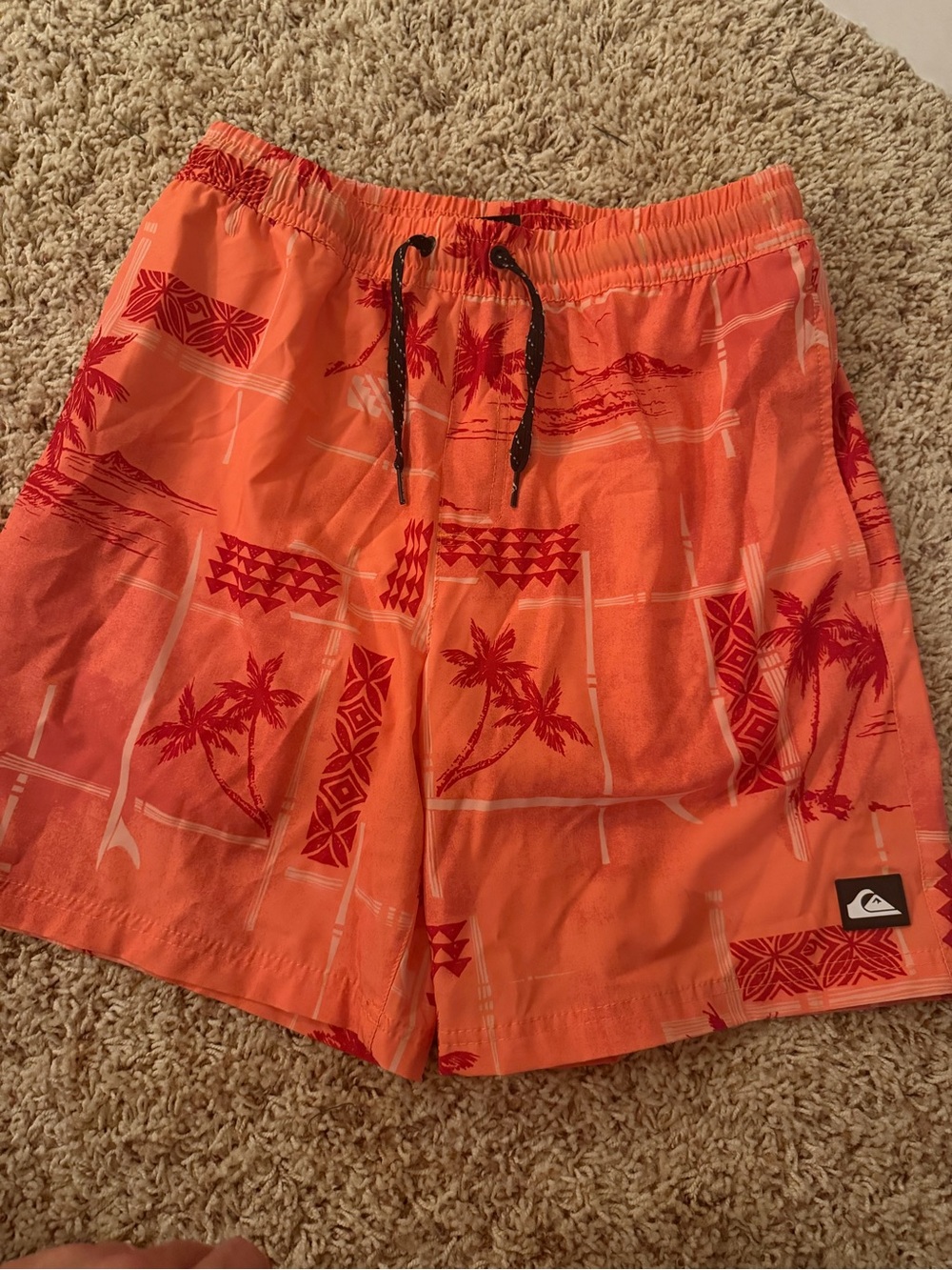 Quiksilver Orange & Red Palm-Print Hybrid Shorts
